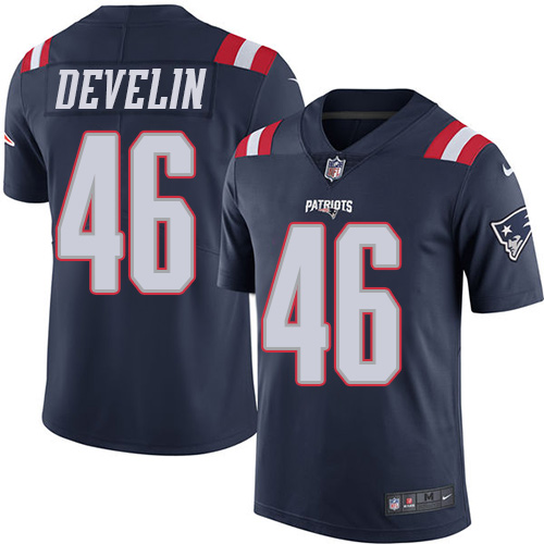 Nike Patriots #46 James Develin Navy Blue Men's Stitched NFL Limited Rush Jersey - Click Image to Close